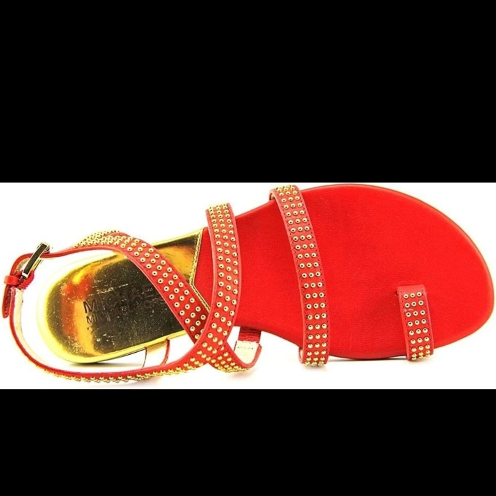 Michael Kors Red and Gold Studded Sandals